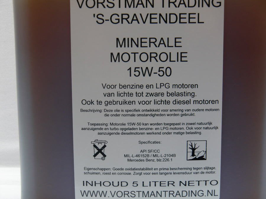 VTR 15W50 minerale motorolie , 5 ltr