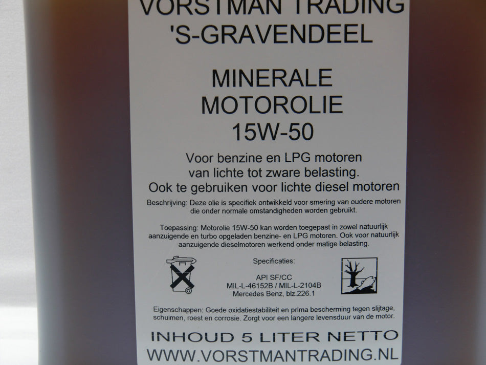 VTR 15W50 minerale motorolie , 5 ltr