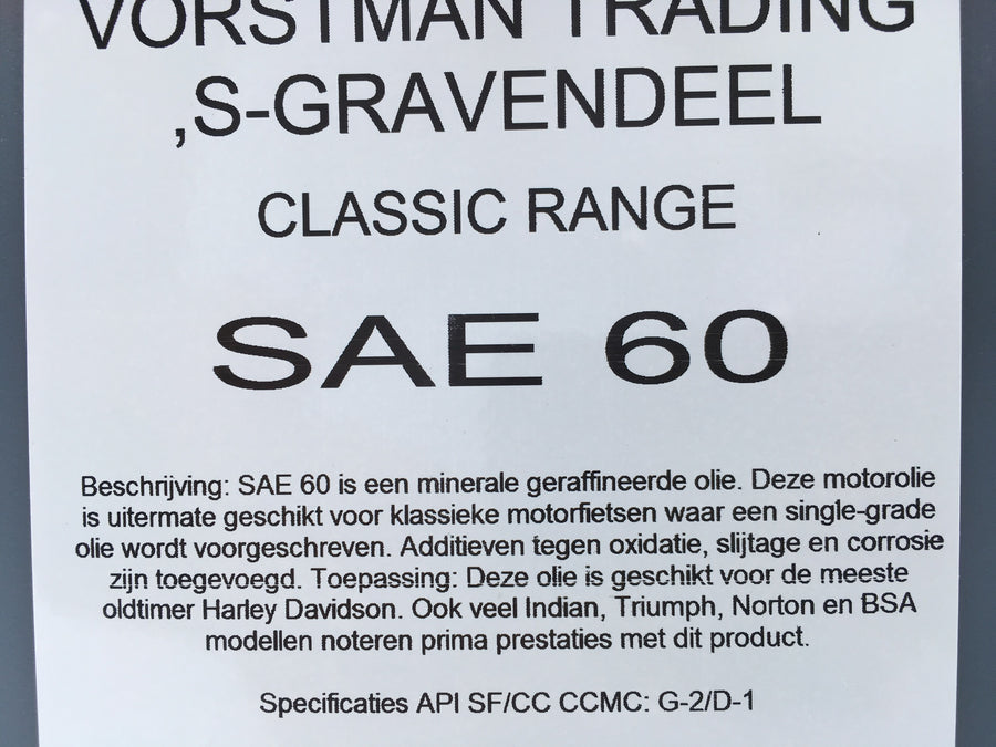 5 Ltr VTR SAE 60 Motorolie